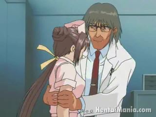 Graciös animen sjuksköterska få stor kannor teased och våt spricka humped av den kåta doktorn